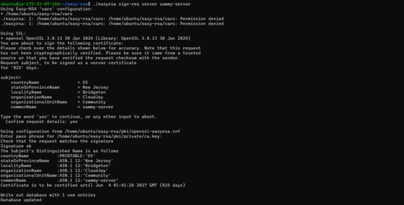 Easy-RSA certificate signing process
